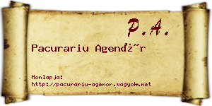 Pacurariu Agenór névjegykártya
